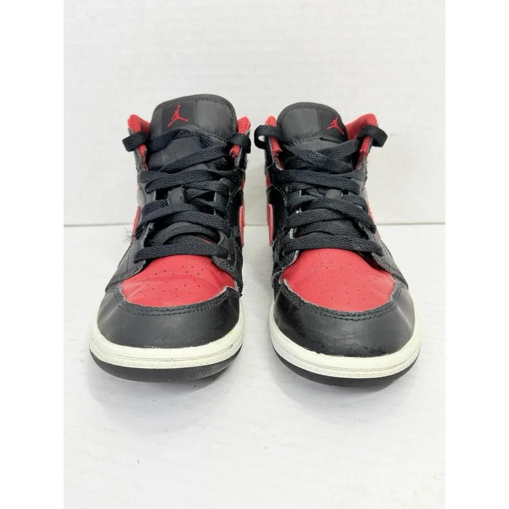 Nike Air Jordan 1 Mid Bred Twist Black Red GS Youth 2Y DQ8424-067